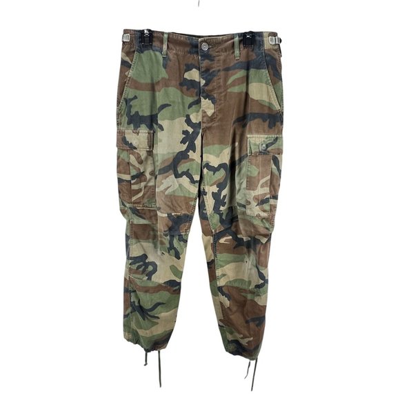 Vintage Military Camouflage Cargo Pants M Reg Adjustable Waist Cotton Outdoor - Picture 1 of 15